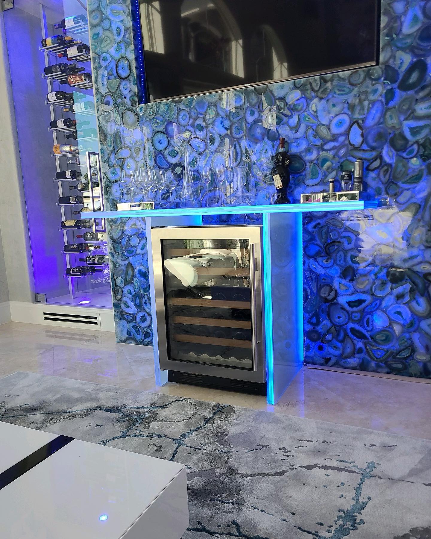 Custom glass wine room installed by Architectural Glass and Design