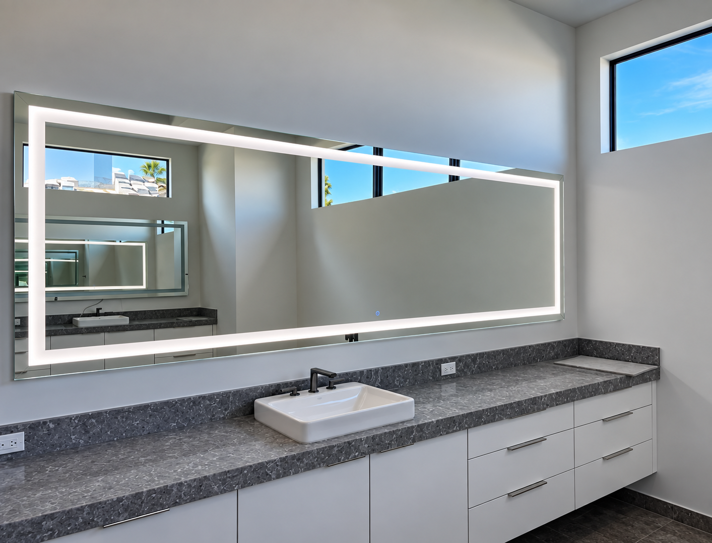 Custom decorative wall mirror installation by Architectural Glass and Design